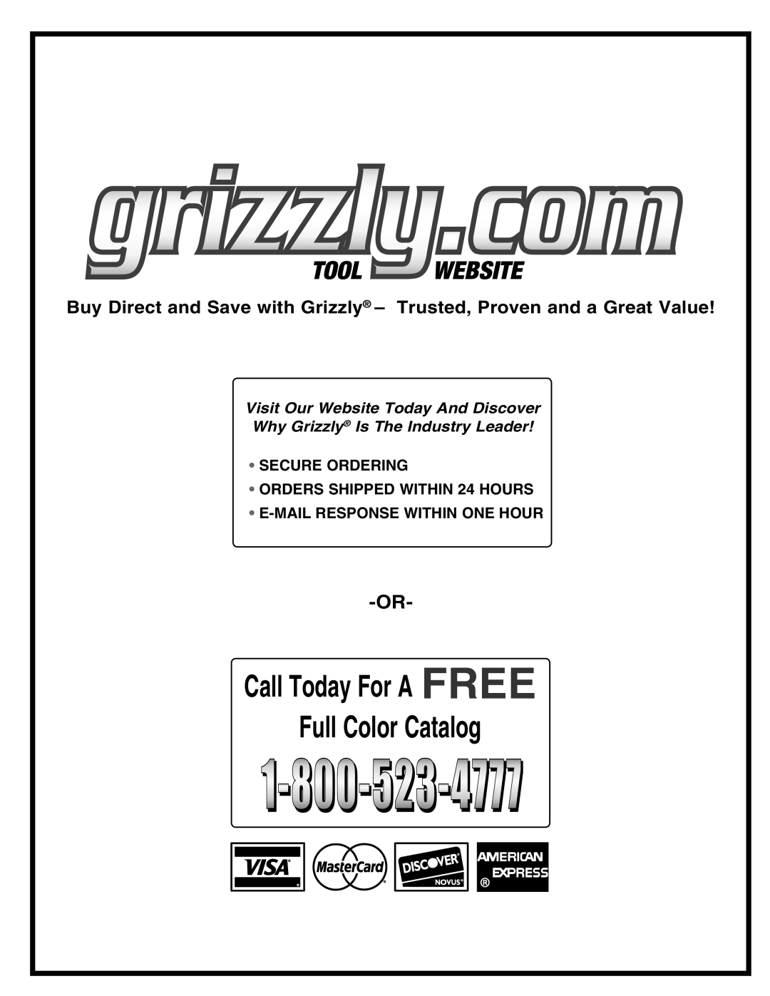 Grizzly G0492 owner manual 