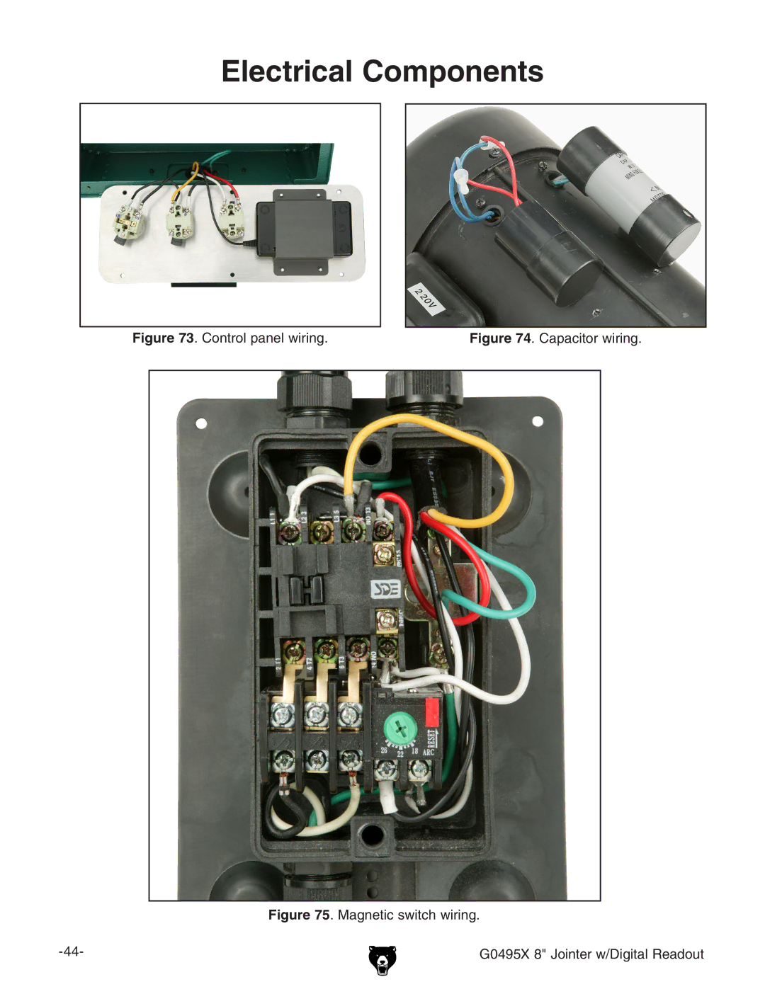 Grizzly G0495X owner manual Electrical Components, Control panel wiring 