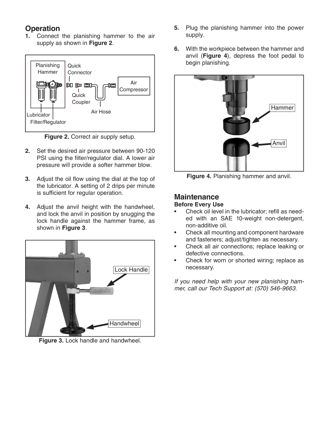 Grizzly G0497 instruction sheet Operation, Maintenance 