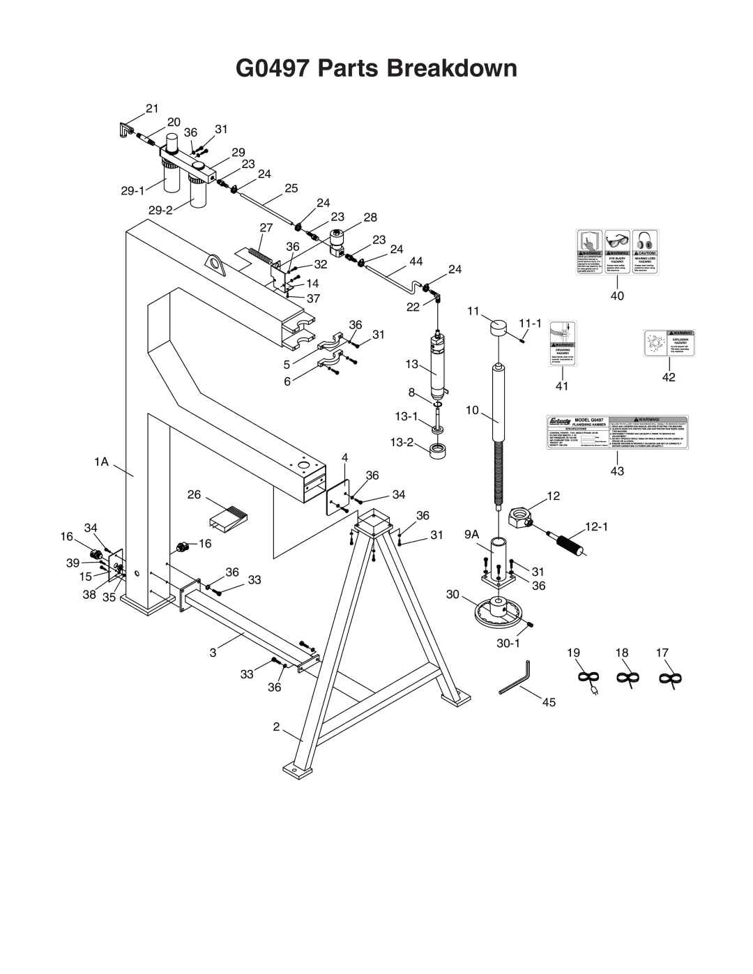 Grizzly instruction sheet G0497 Parts Breakdown 