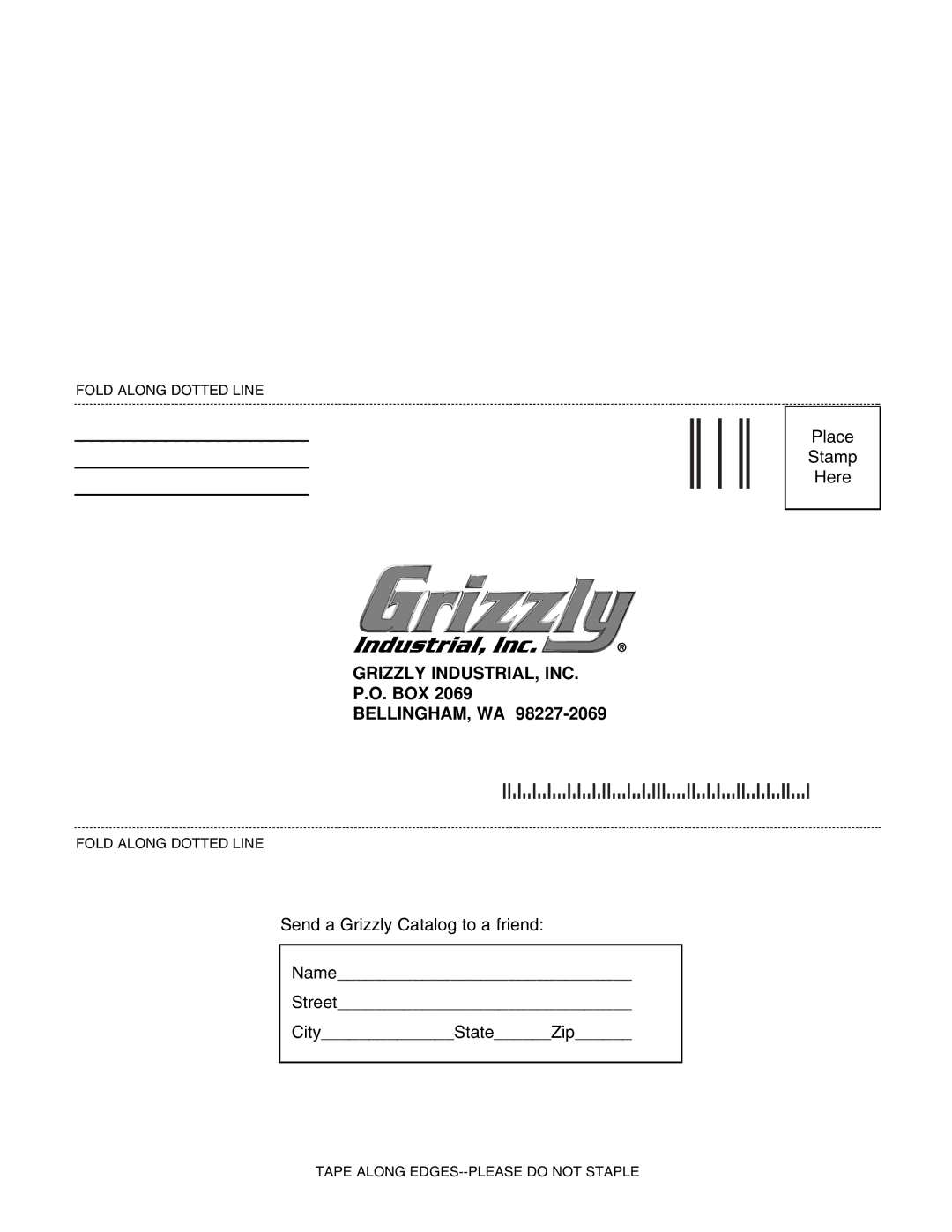 Grizzly G0500 instruction manual Grizzly INDUSTRIAL, INC, Box Bellingham, Wa 