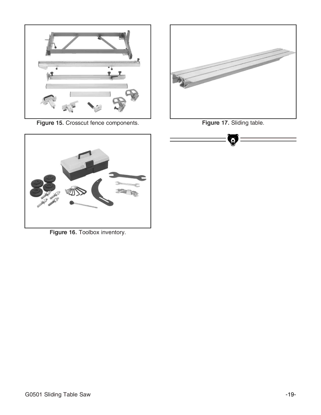 Grizzly G0501 instruction manual Crosscut fence components 