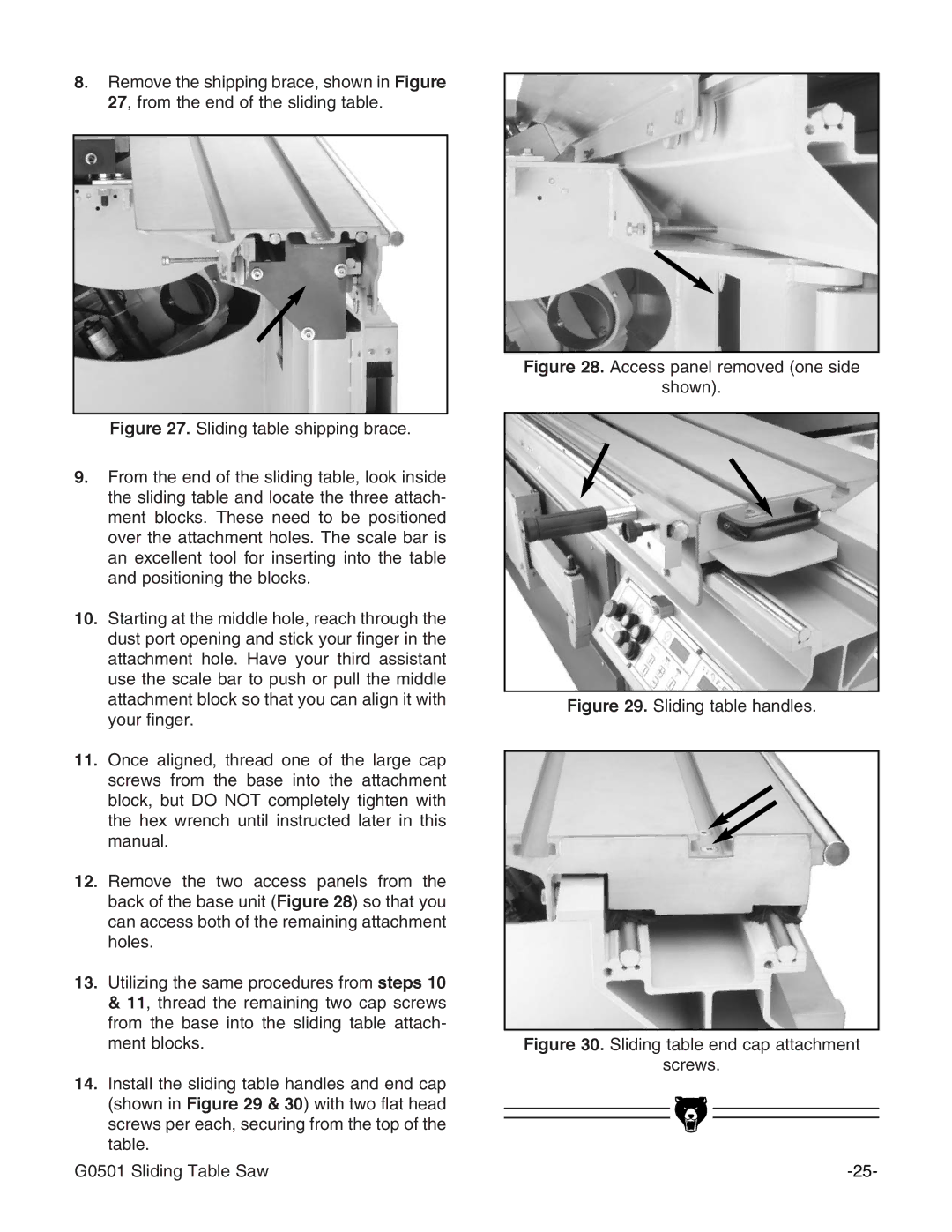 Grizzly G0501 instruction manual Access panel removed one side Shown 