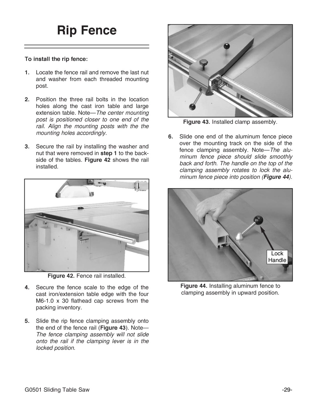 Grizzly G0501 instruction manual Rip Fence, To install the rip fence 