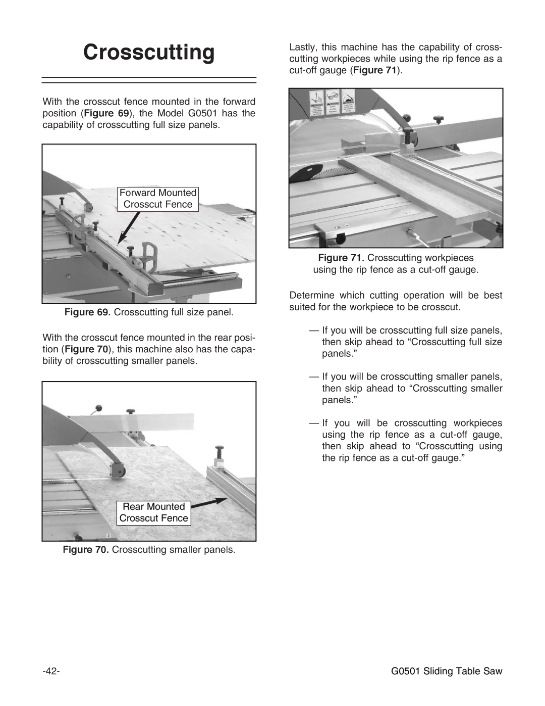 Grizzly G0501 instruction manual Crosscutting 