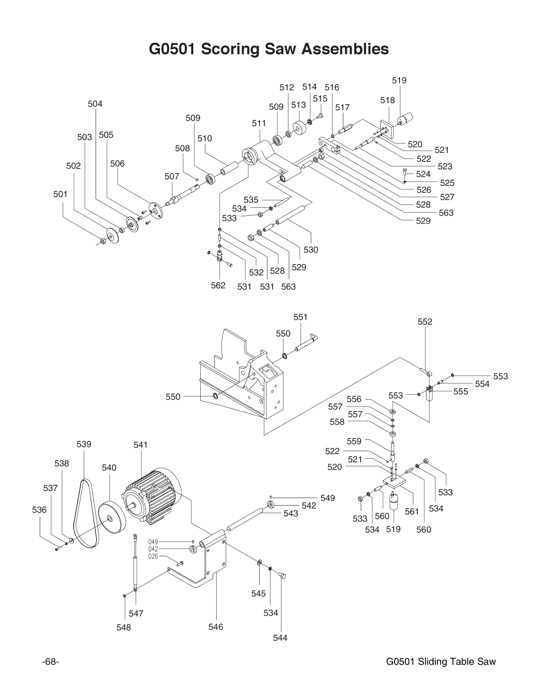 Grizzly instruction manual G0501 Scoring Saw Assemblies 