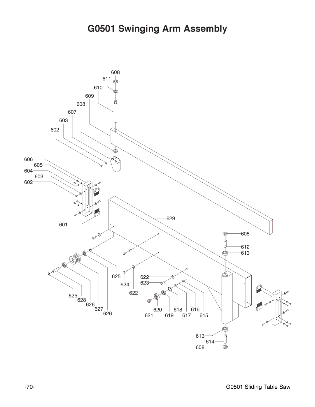 Grizzly instruction manual G0501 Swinging Arm Assembly 