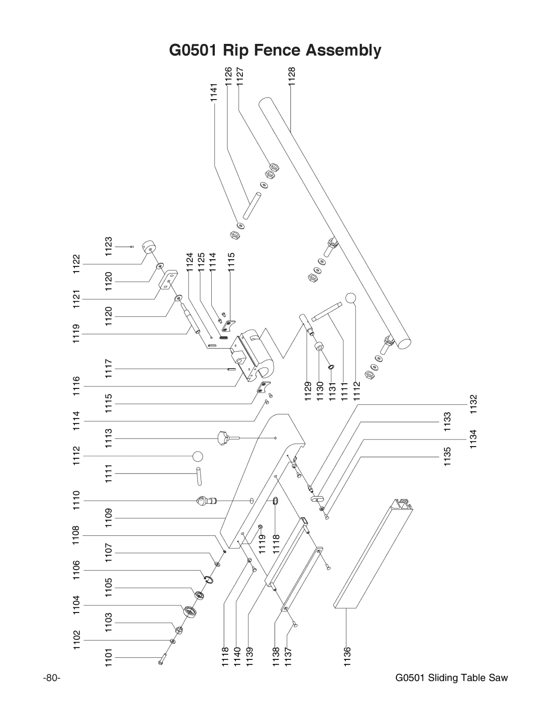 Grizzly instruction manual G0501 Rip Fence Assembly 