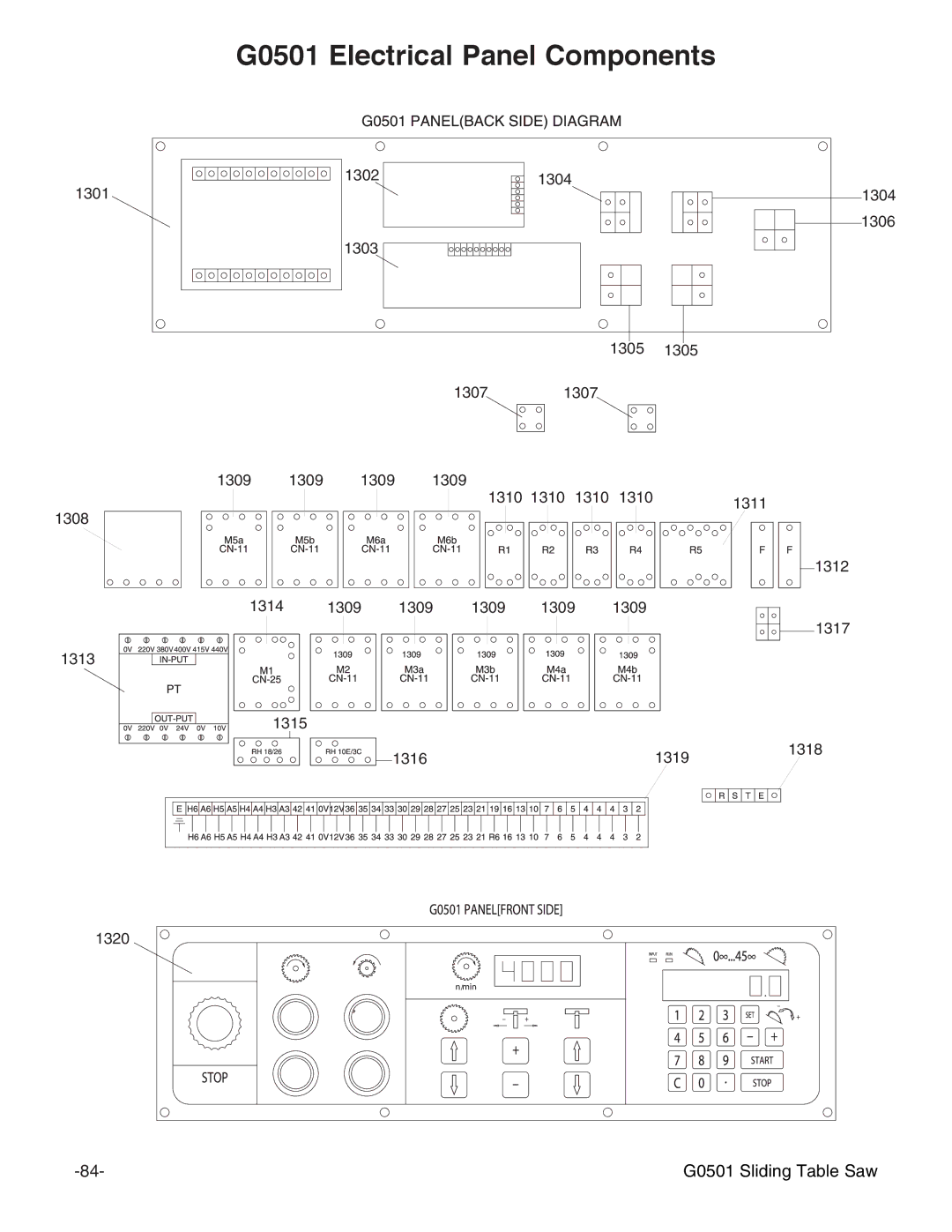 Grizzly instruction manual G0501 Electrical Panel Components 