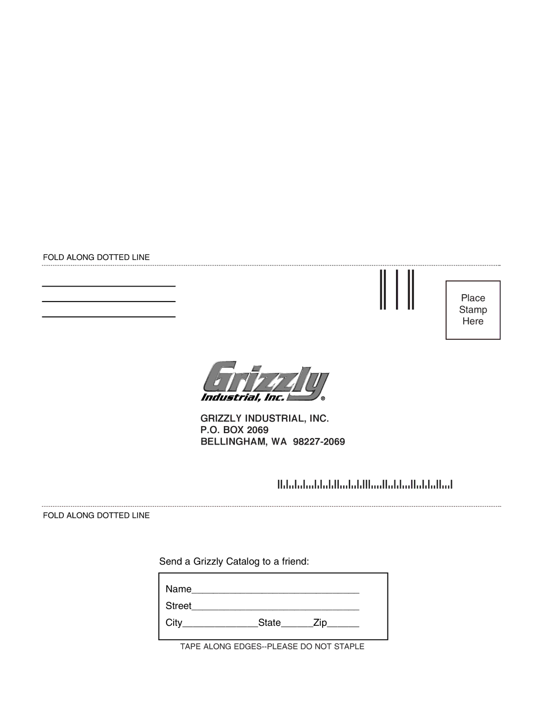 Grizzly G0501 instruction manual Grizzly INDUSTRIAL, INC, Box Bellingham, Wa 