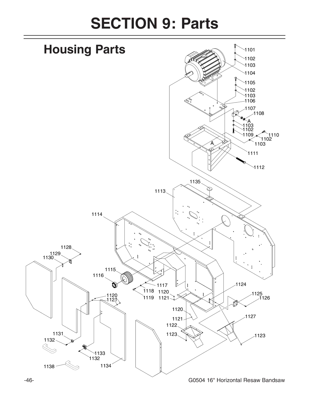 Grizzly G0504 owner manual Housing Parts 