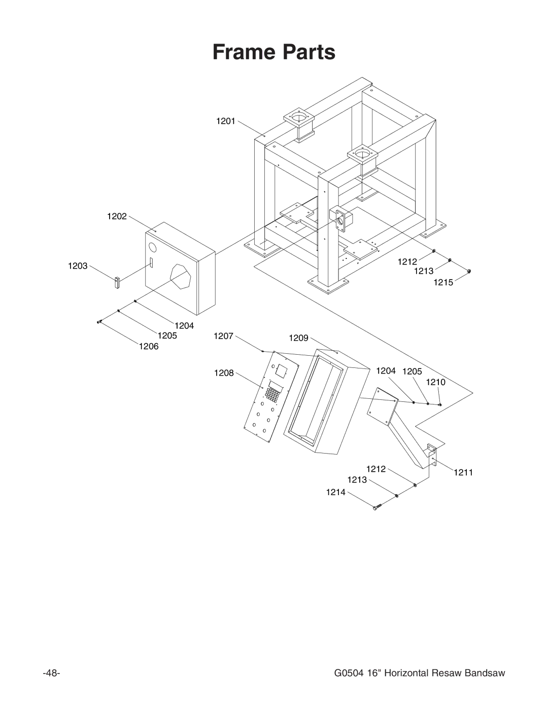 Grizzly G0504 owner manual Frame Parts 