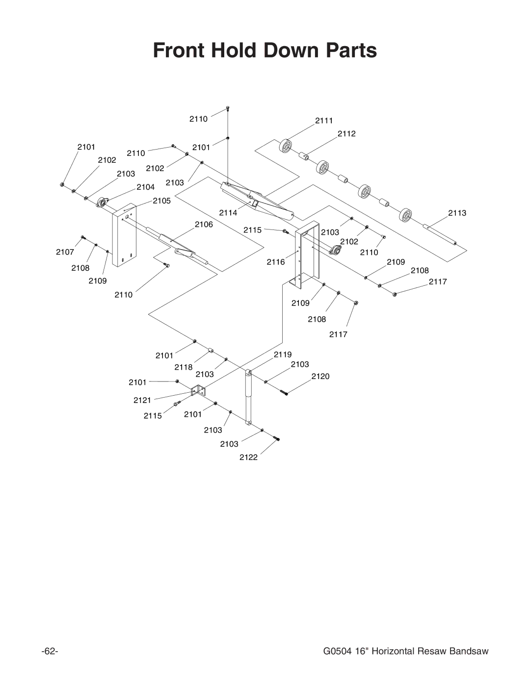 Grizzly G0504 owner manual Front Hold Down Parts 