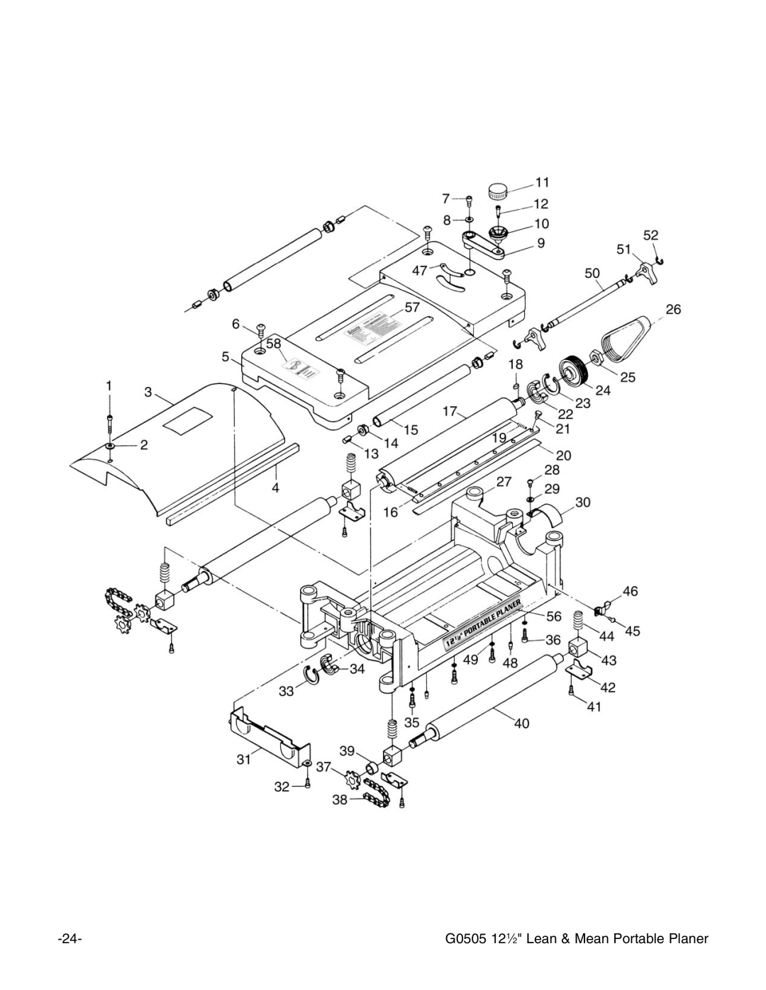 Grizzly instruction manual G0505 12 1⁄ 2 Lean & Mean Portable Planer 