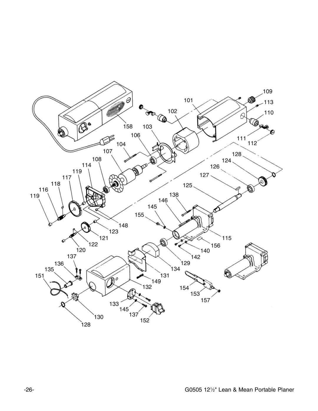 Grizzly instruction manual G0505 121⁄2 Lean & Mean Portable Planer 