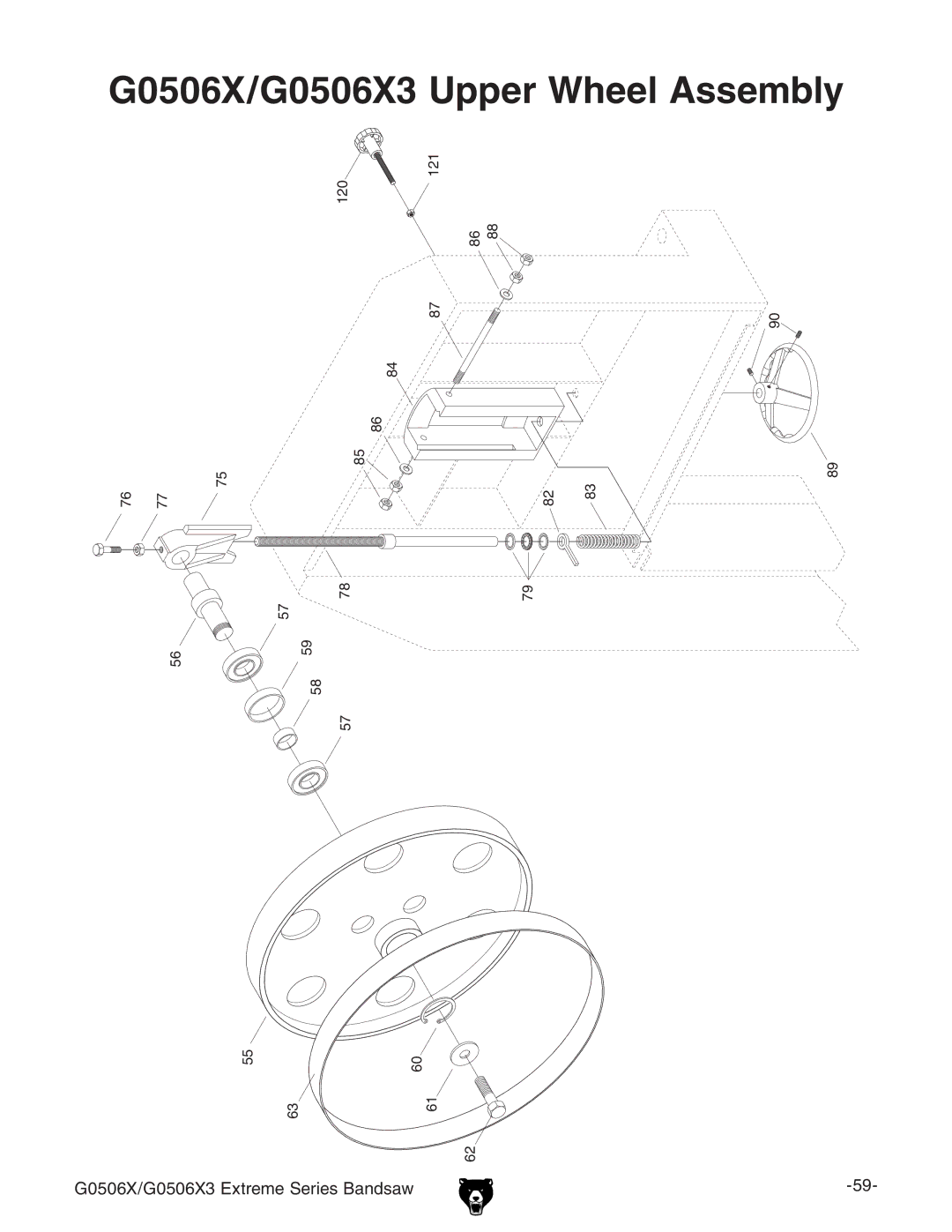 Grizzly G0506X3 manual 88 5PPER 7HEEL !SSEMBLY 