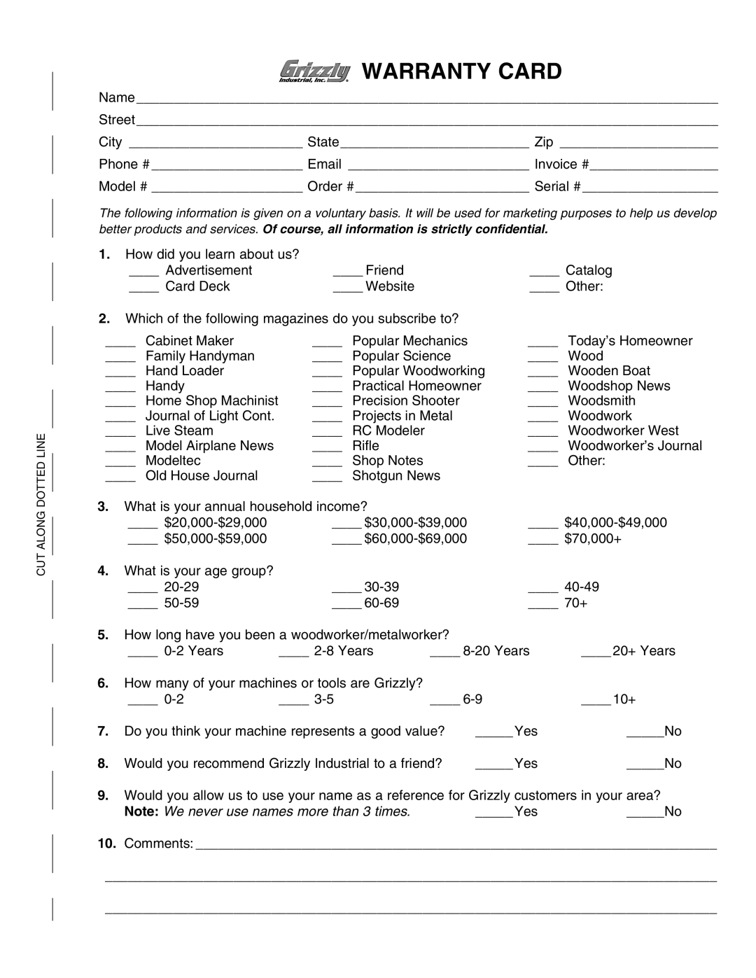 Grizzly G0508 owner manual 