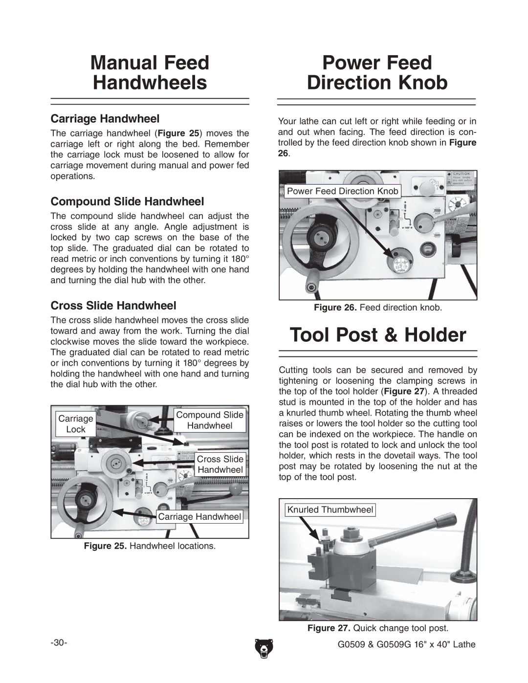 Grizzly G0509 manual 0OWERR&EED $IRECTIONN+NOB, 4OOL 0OST  Older, 8VggV\Z 8dbedjcYHaYZ =VcYlZZa AdX` 8gdhhHaYZ 