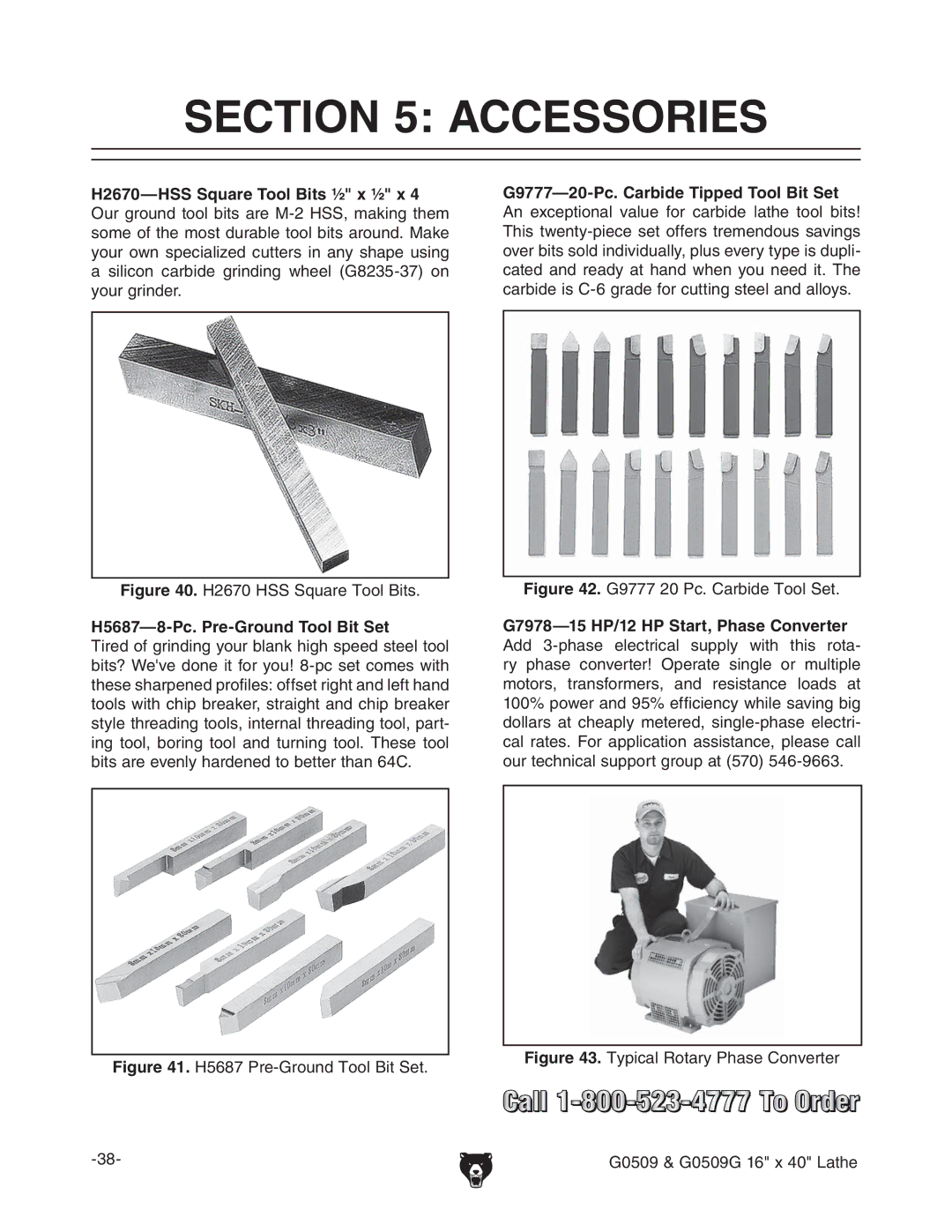 Grizzly G0509 manual #4/.  !##%33/2%3,  0C0REROUND 4OOLOITI3ET,  0C#ARBIDEE4IPPED 4OOLOITI3ET 