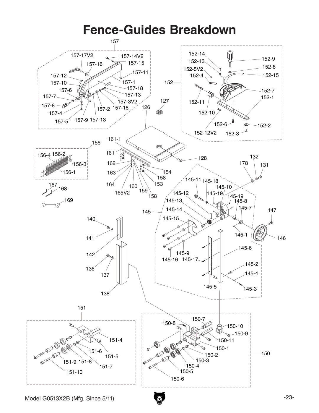 Grizzly G0513X2B manual Fence-Guides Breakdown 