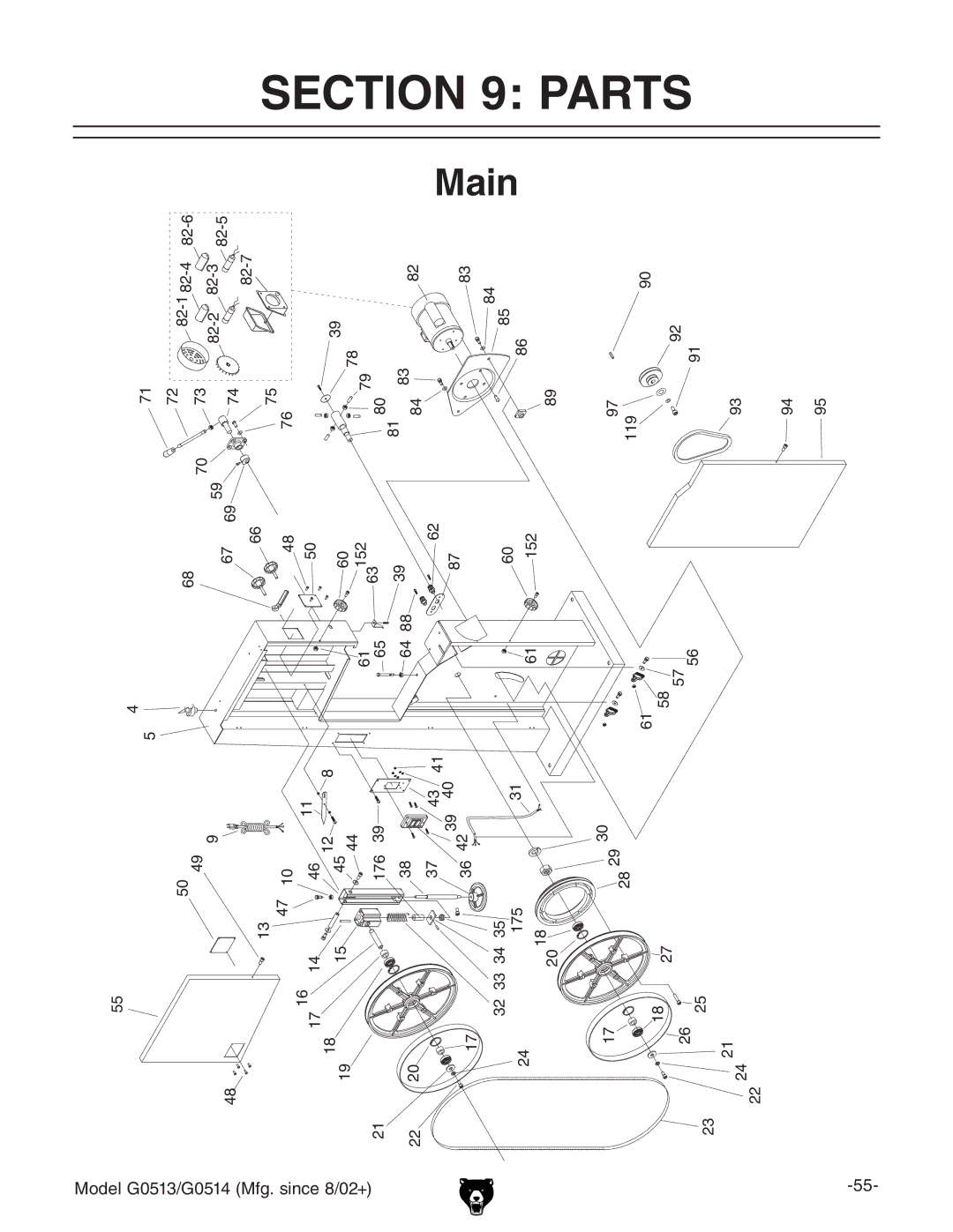 Grizzly G0514 owner manual Main 