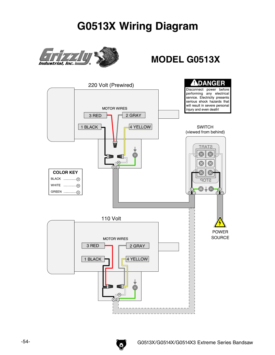 Grizzly G0514X3 owner manual G0513X Wiring Diagram 