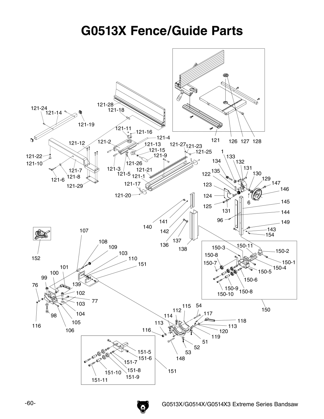 Grizzly G0514X3 owner manual G0513X Fence/Guide Parts 