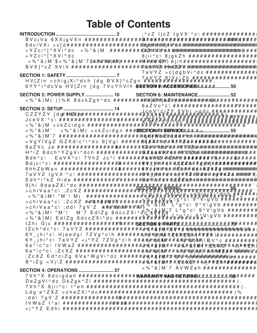 Grizzly G0514X owner manual Table of Contents 