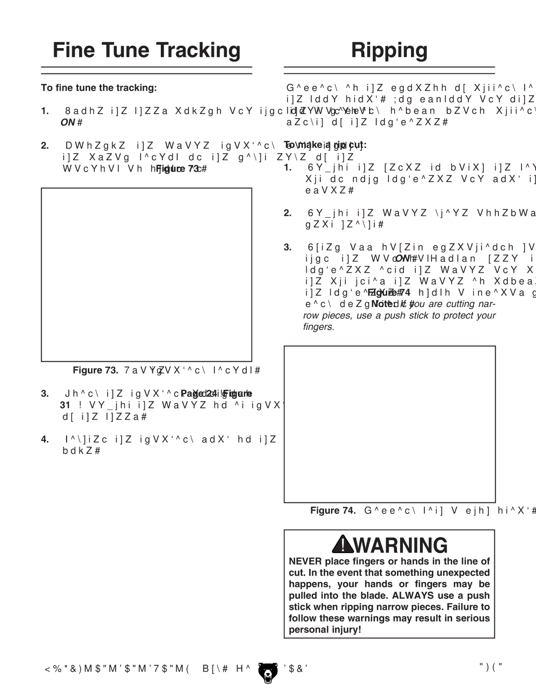Grizzly G0514X owner manual Fine Tune Tracking, Ripping, To fine tune the tracking, To make a rip cut 