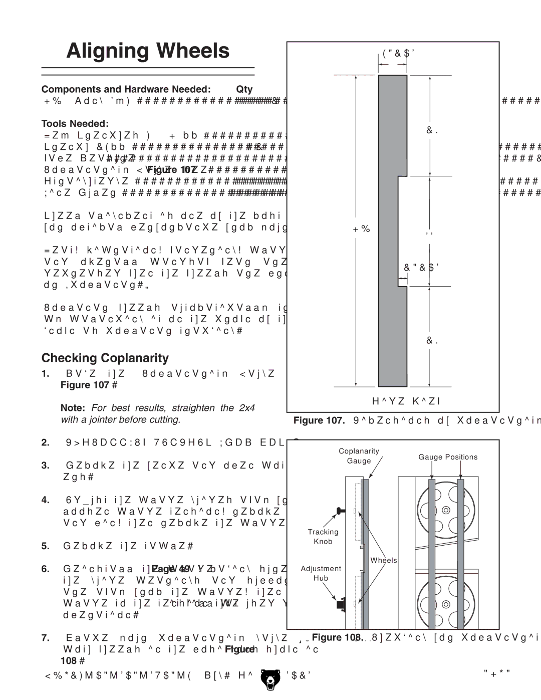 Grizzly G0514X owner manual Aligning Wheels, Checking Coplanarity, Components and Hardware Needed Qty 