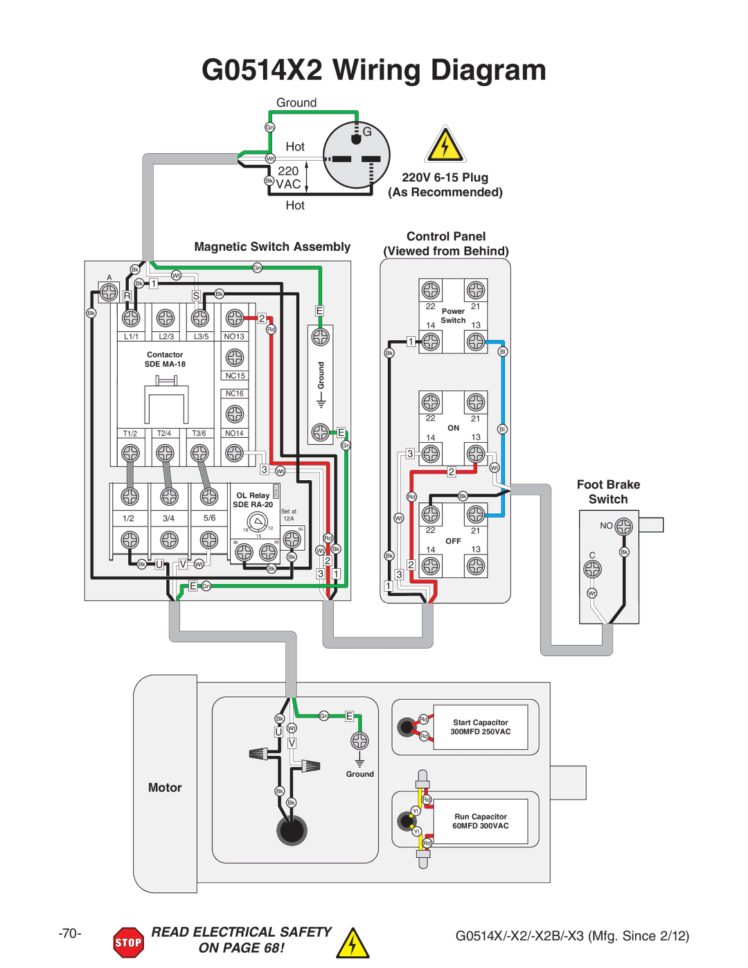 Grizzly owner manual G0514X2 Wiring Diagram 