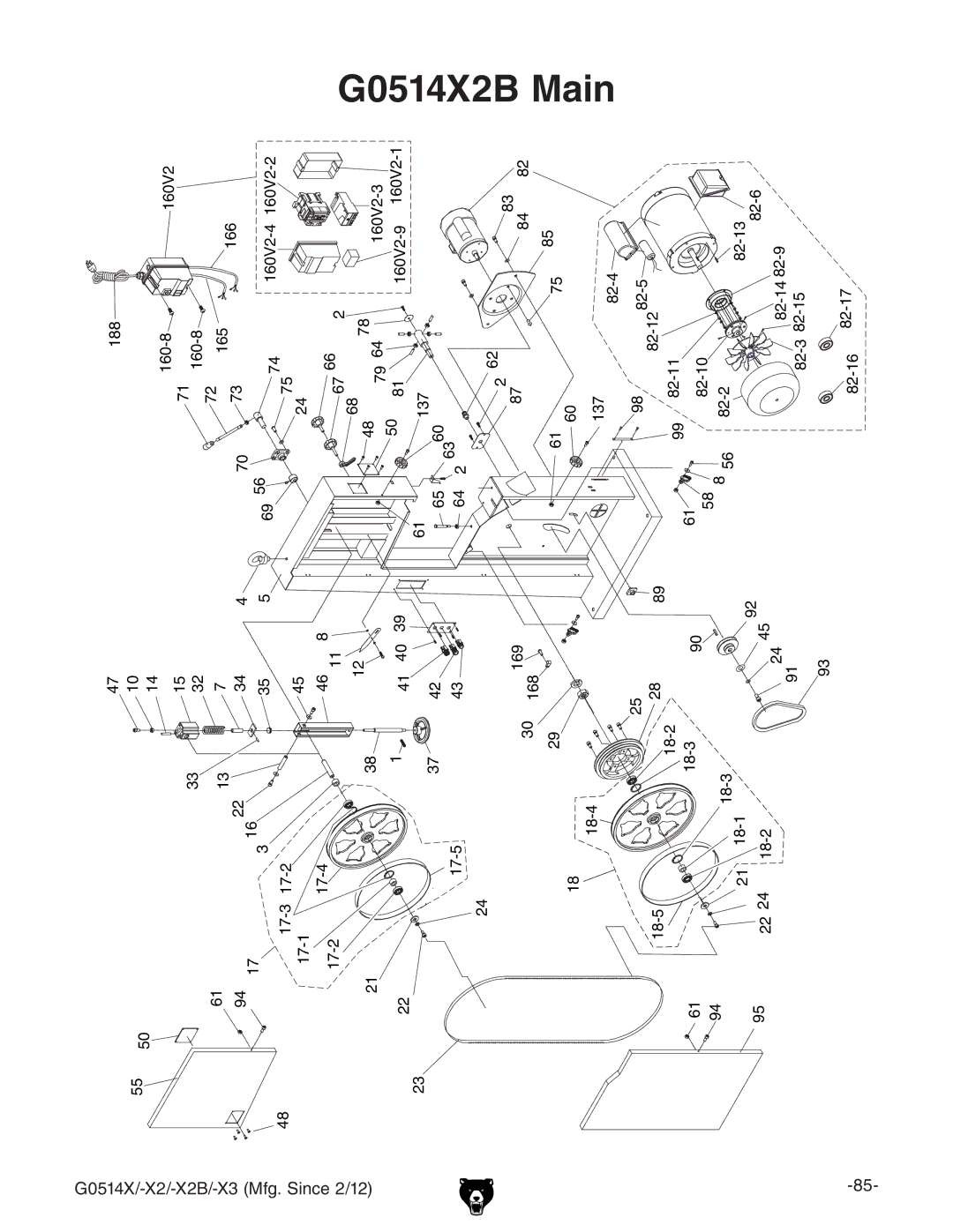 Grizzly G0514X owner manual Main 