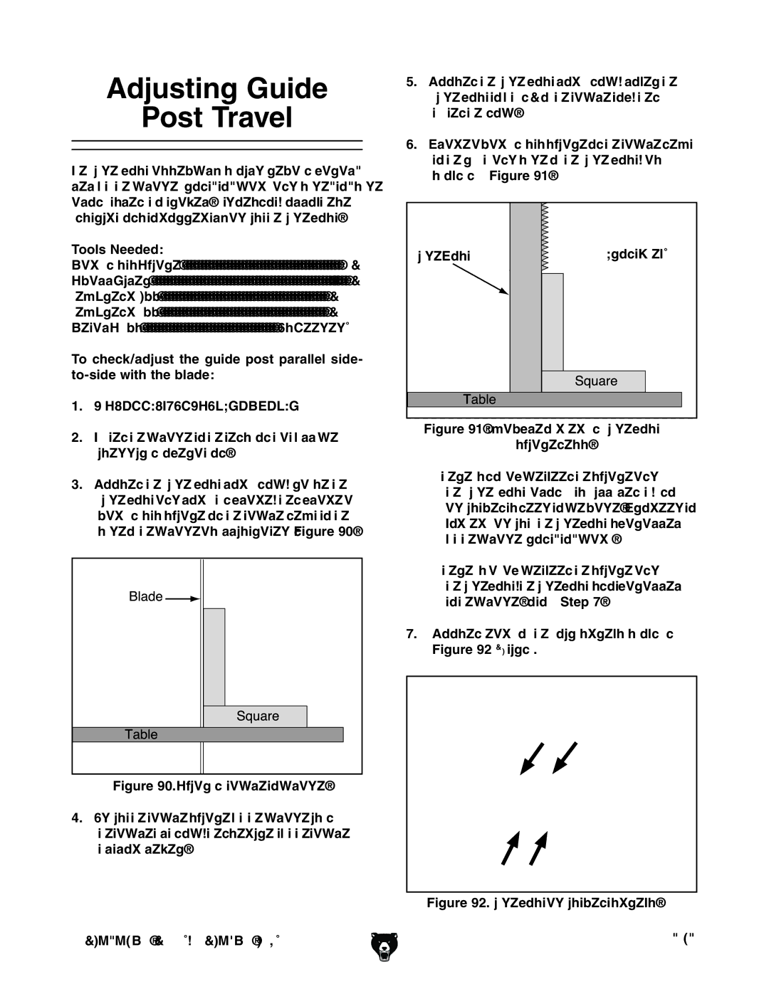 Grizzly G0514XF manual Adjusting Guide Post Travel, Tools Needed, JYZEdhi, AddhZc ZVX d iZ djg hXgZlh hdlc c 