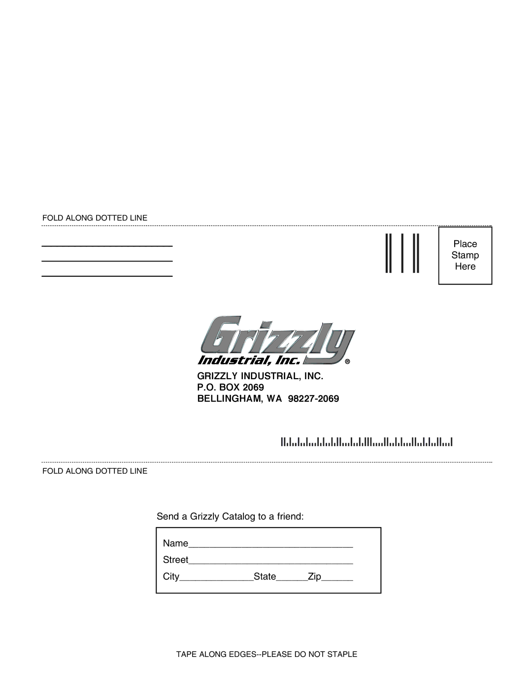 Grizzly G0516 instruction manual Grizzly INDUSTRIAL, INC, Box Bellingham, Wa 