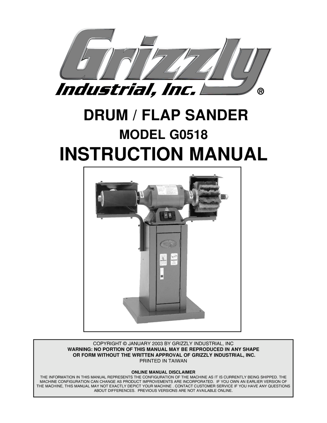 Grizzly G0518 instruction manual Drum / Flap Sander 