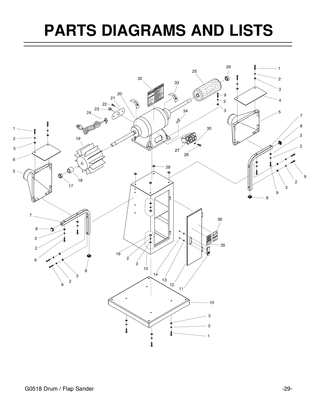 Grizzly G0518 instruction manual Parts Diagrams and Lists 