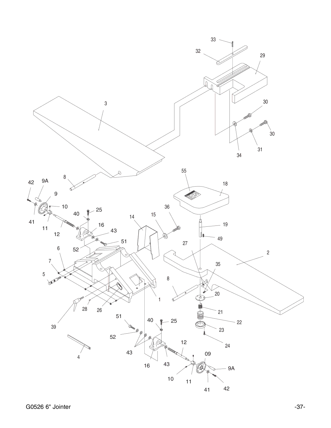 Grizzly instruction manual G0526 6 Jointer 