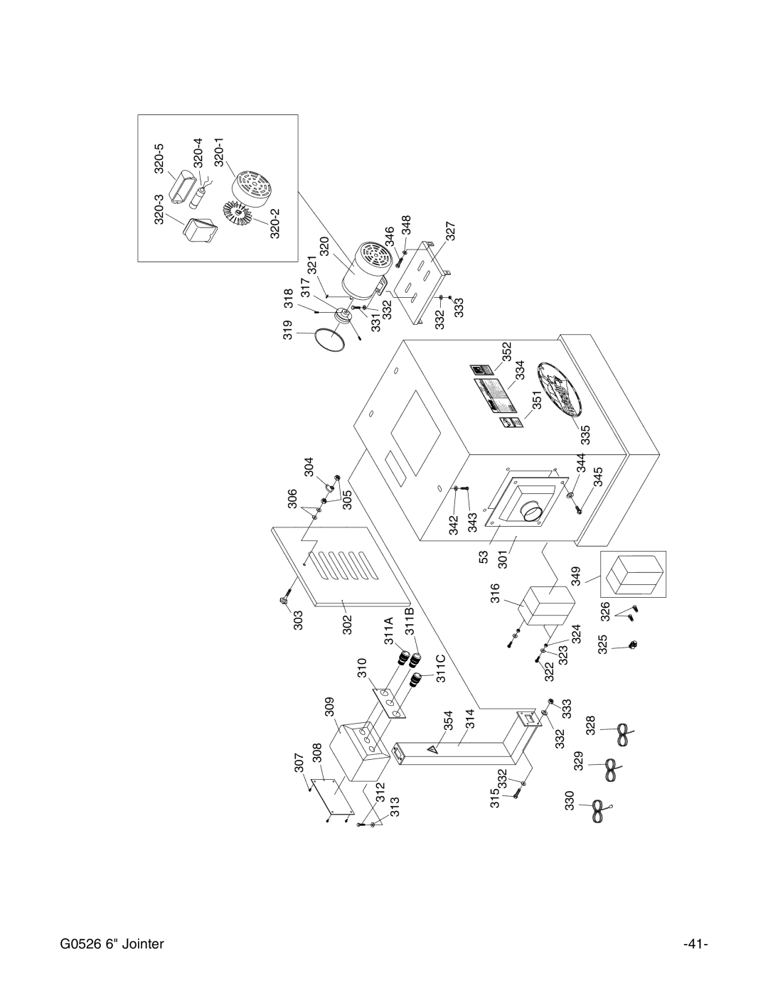 Grizzly G0526 instruction manual 307303 308 309 302 310 312 311A 313 