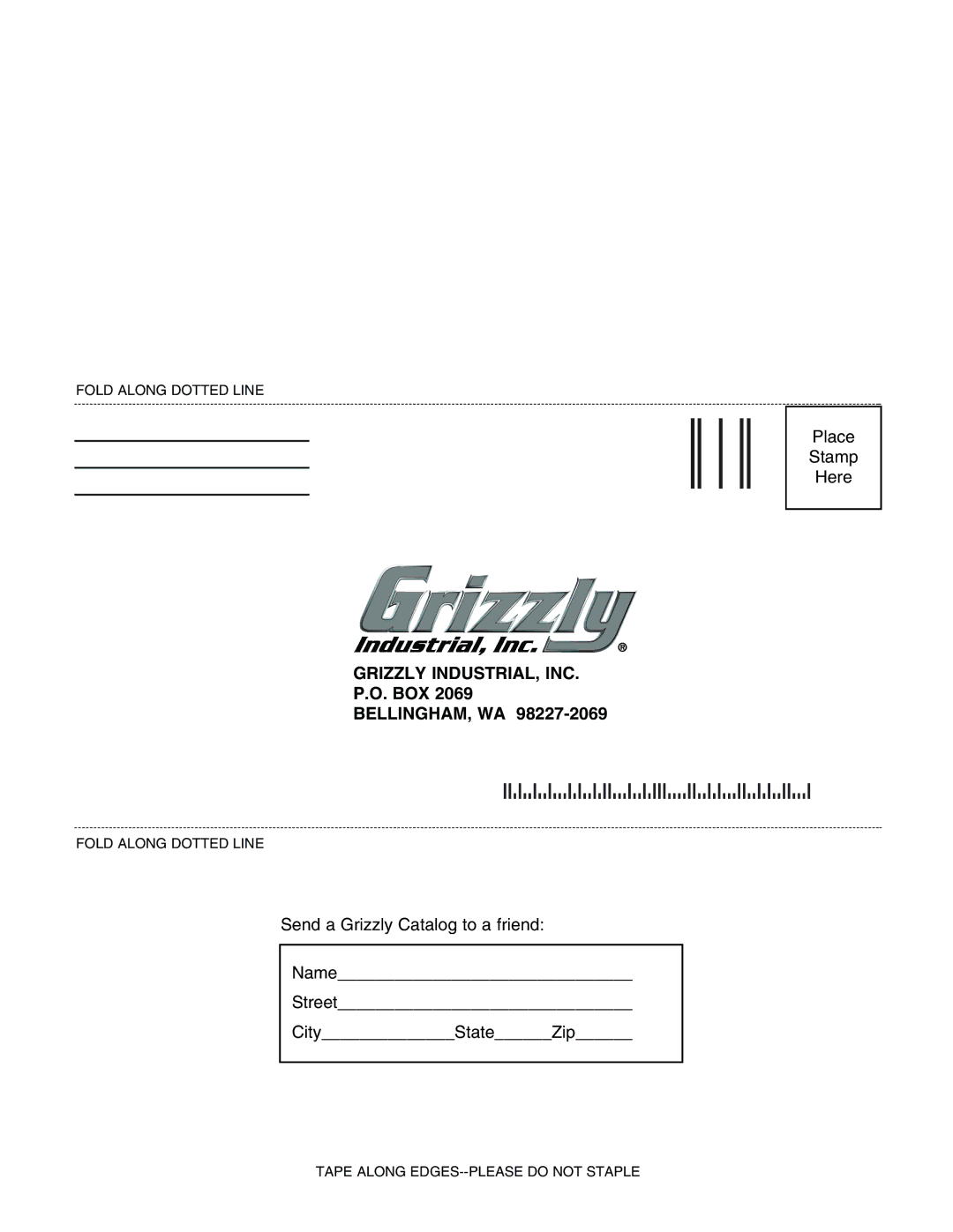 Grizzly G0527 instruction manual Grizzly INDUSTRIAL, INC, Box Bellingham, Wa 