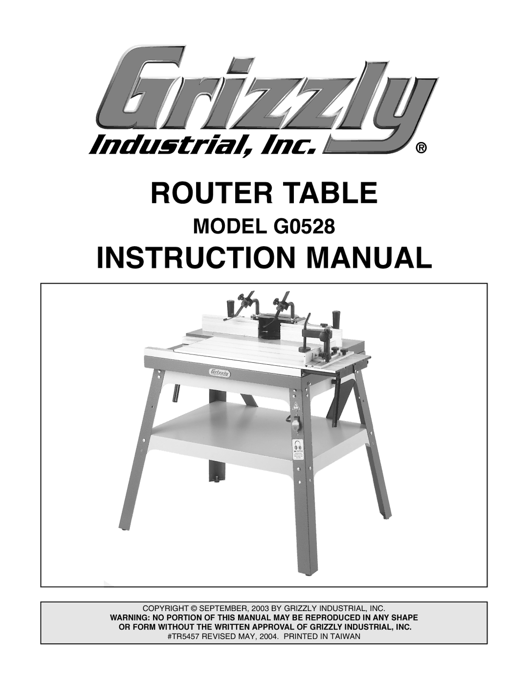 Grizzly G0528 instruction manual Router Table 