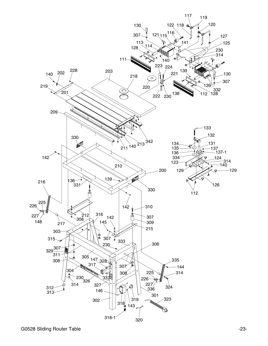 Grizzly instruction manual G0528 Sliding Router Table 