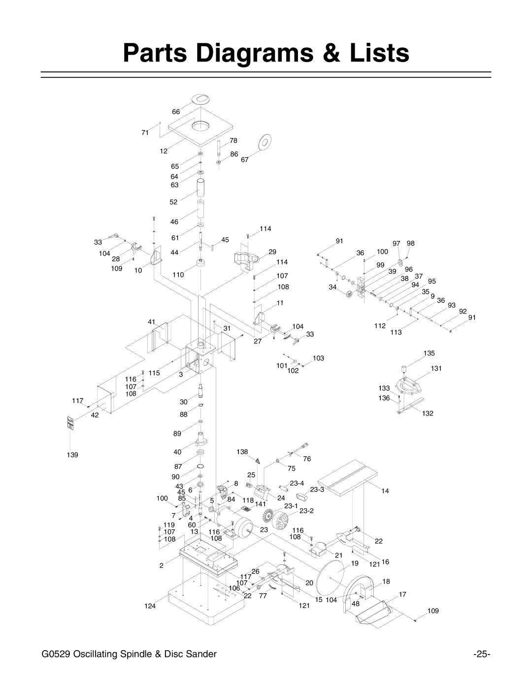 Grizzly G0529 instruction manual Parts Diagrams & Lists 