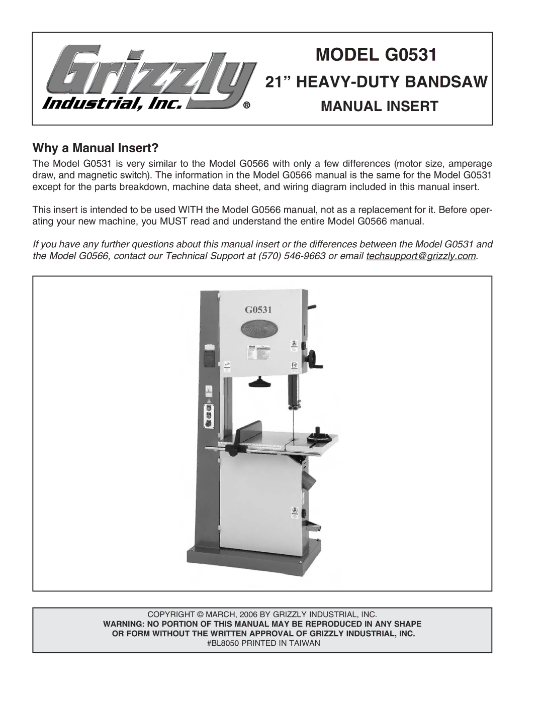 Grizzly manual Model G0531 