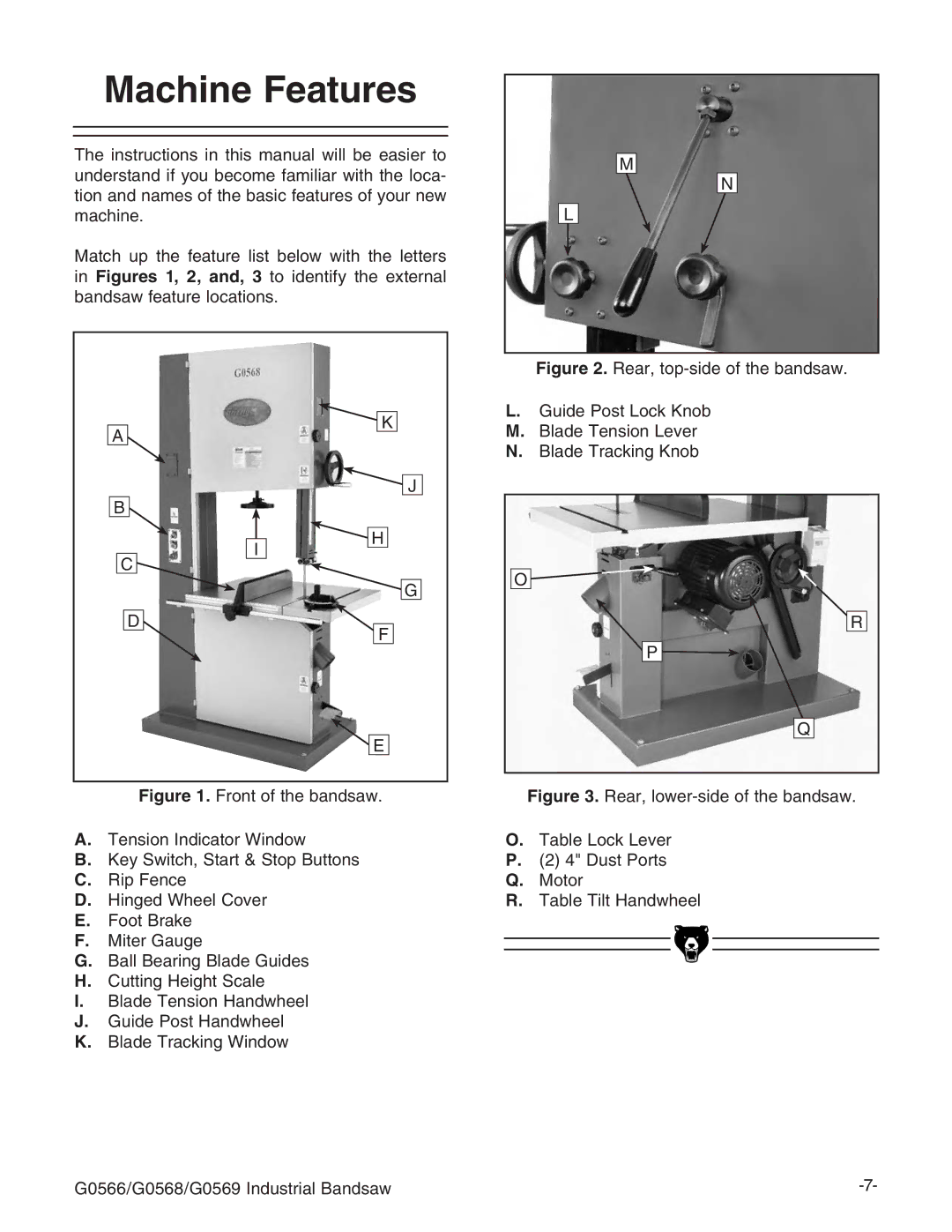 Grizzly G0531 manual Achine &EATURES,  7aVYZIZchdcAZkZg,  7aVYZIgVX`c\@cdW,  BiZgVj\Z 