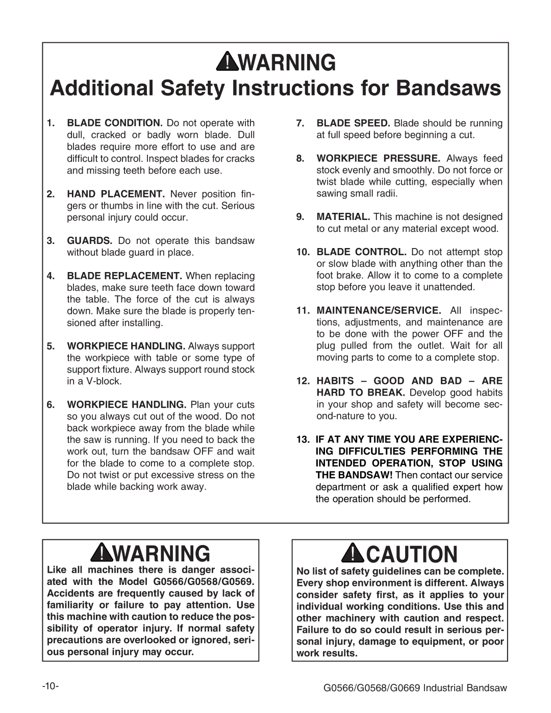 Grizzly G0531 manual Dditional 3AFETYYNSTRUCTIONSIFOR Andsaws 