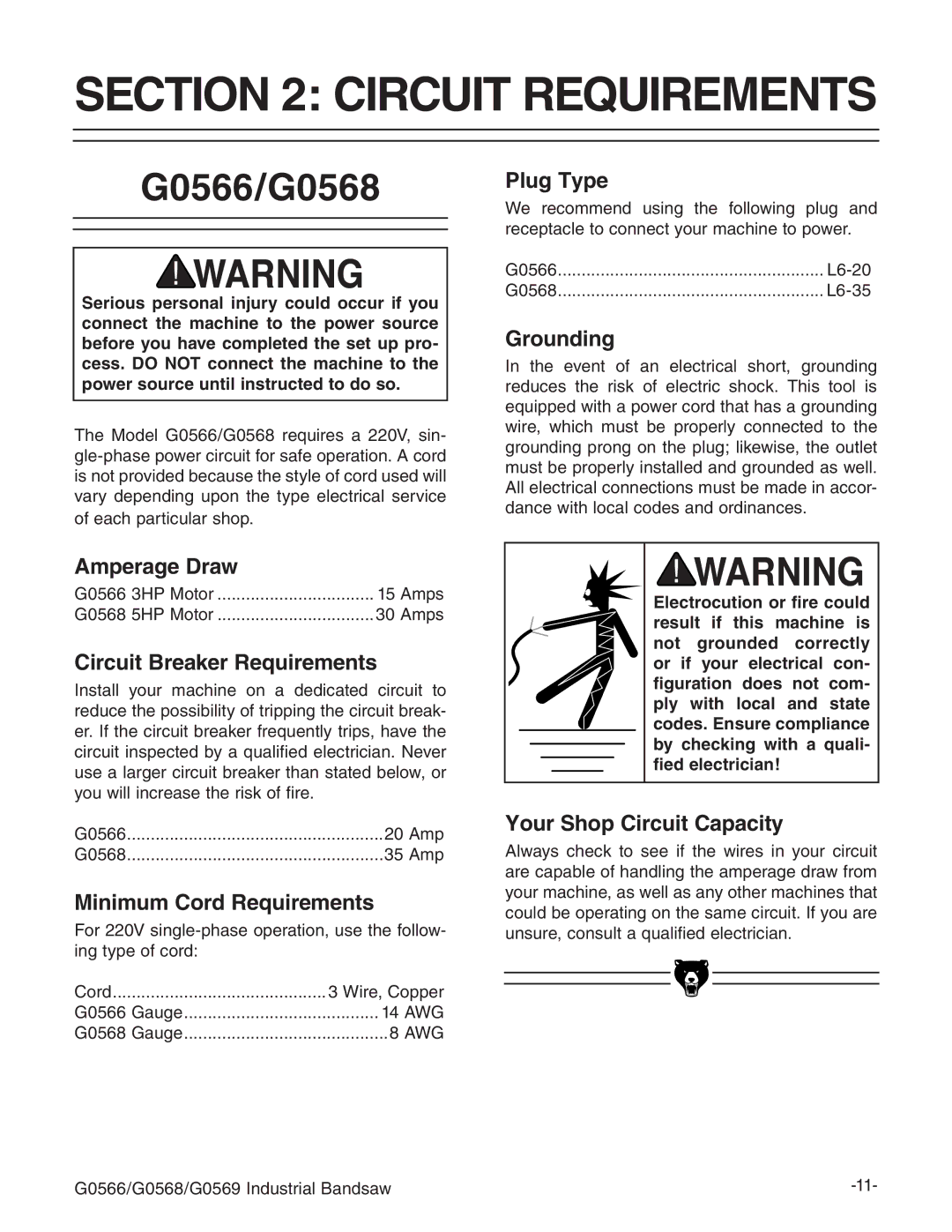 Grizzly G0531 manual #4/. #2#54 2%152%-%.43,  