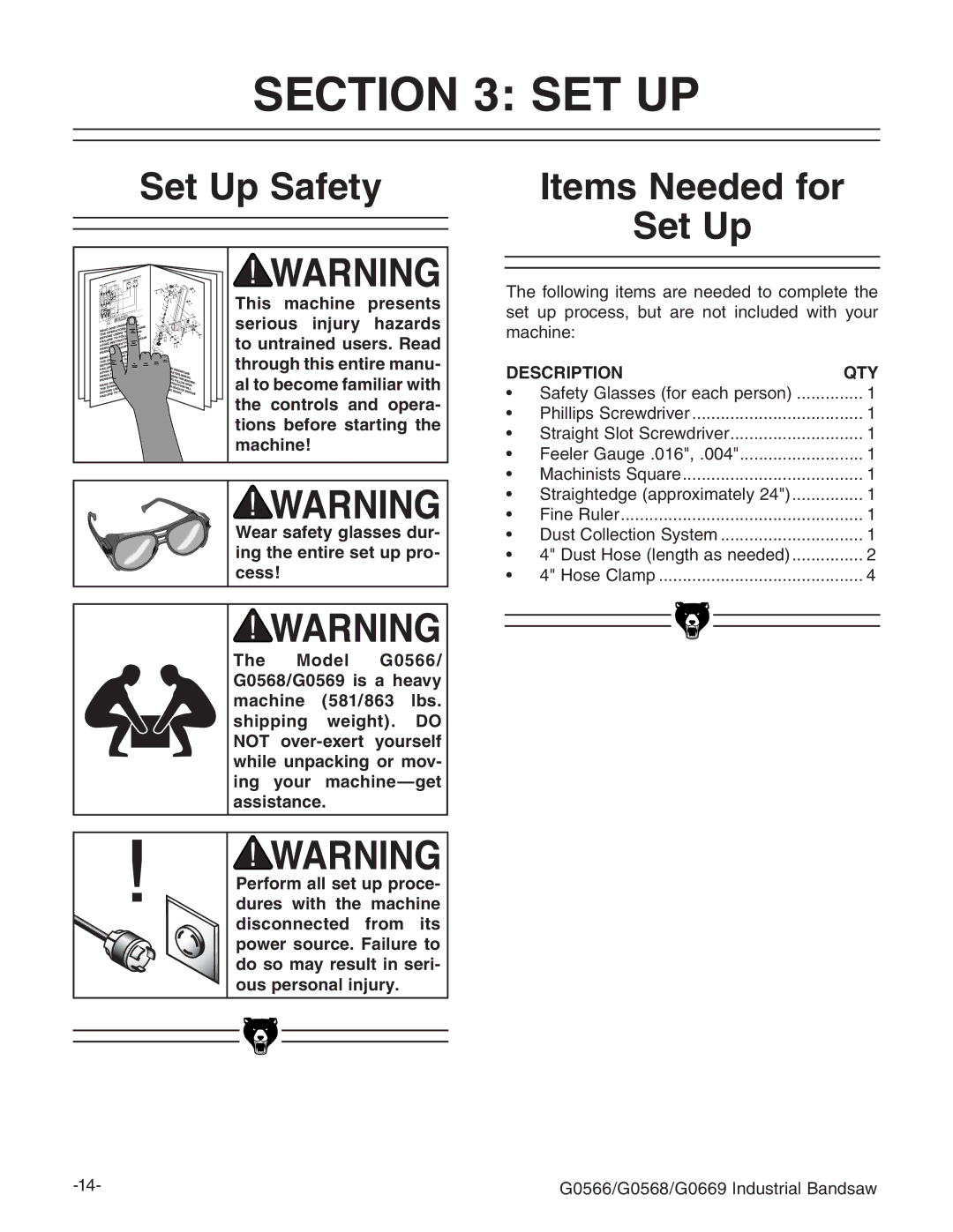 Grizzly G0531 manual 3ETT5P 3AFETY, Shipping Weight  $ 