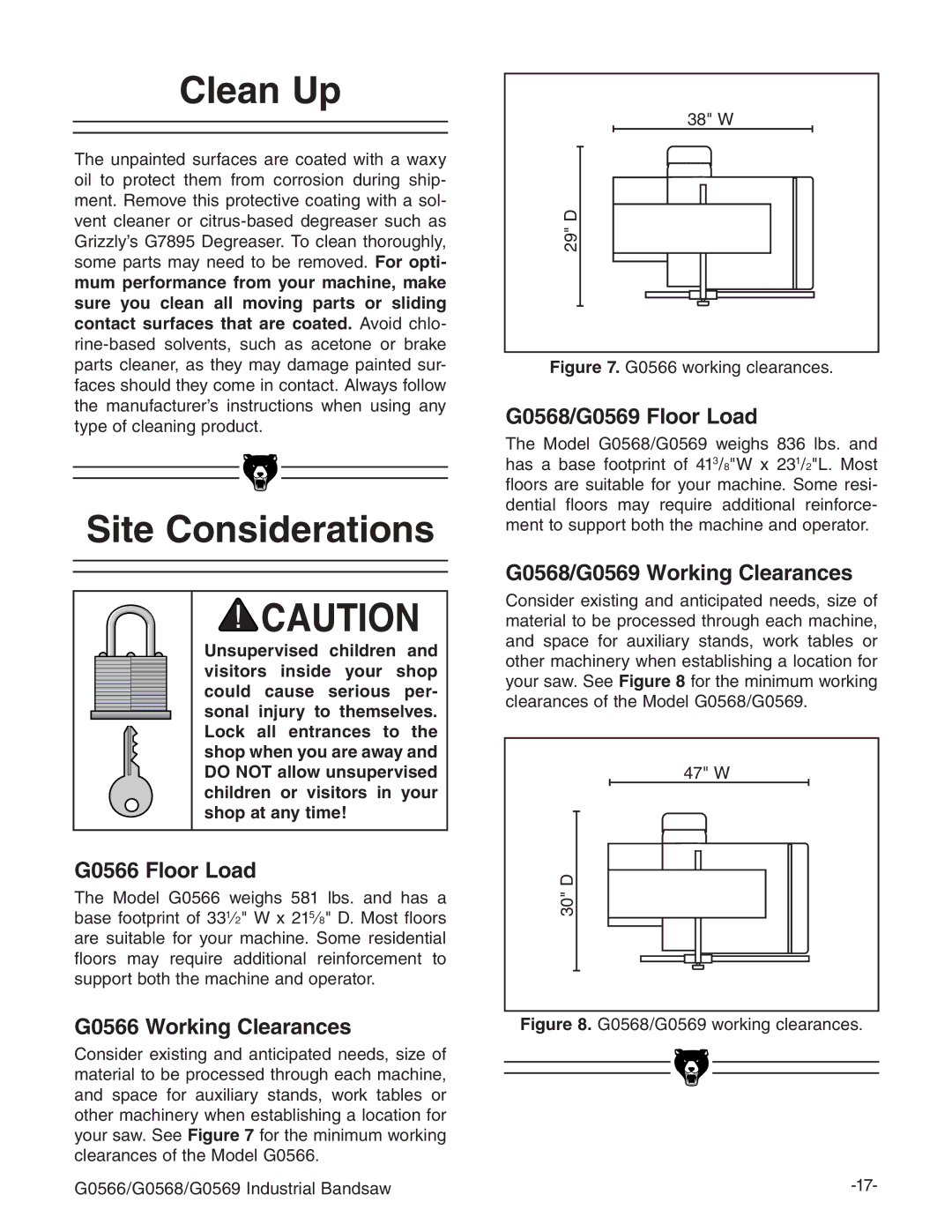 Grizzly G0531 manual #LEAN 5P, 3ITE #ONSIDERATIONS, L 9 IGUREE%*+-$%*+.ldg`c\XaZVgVcXZh# 