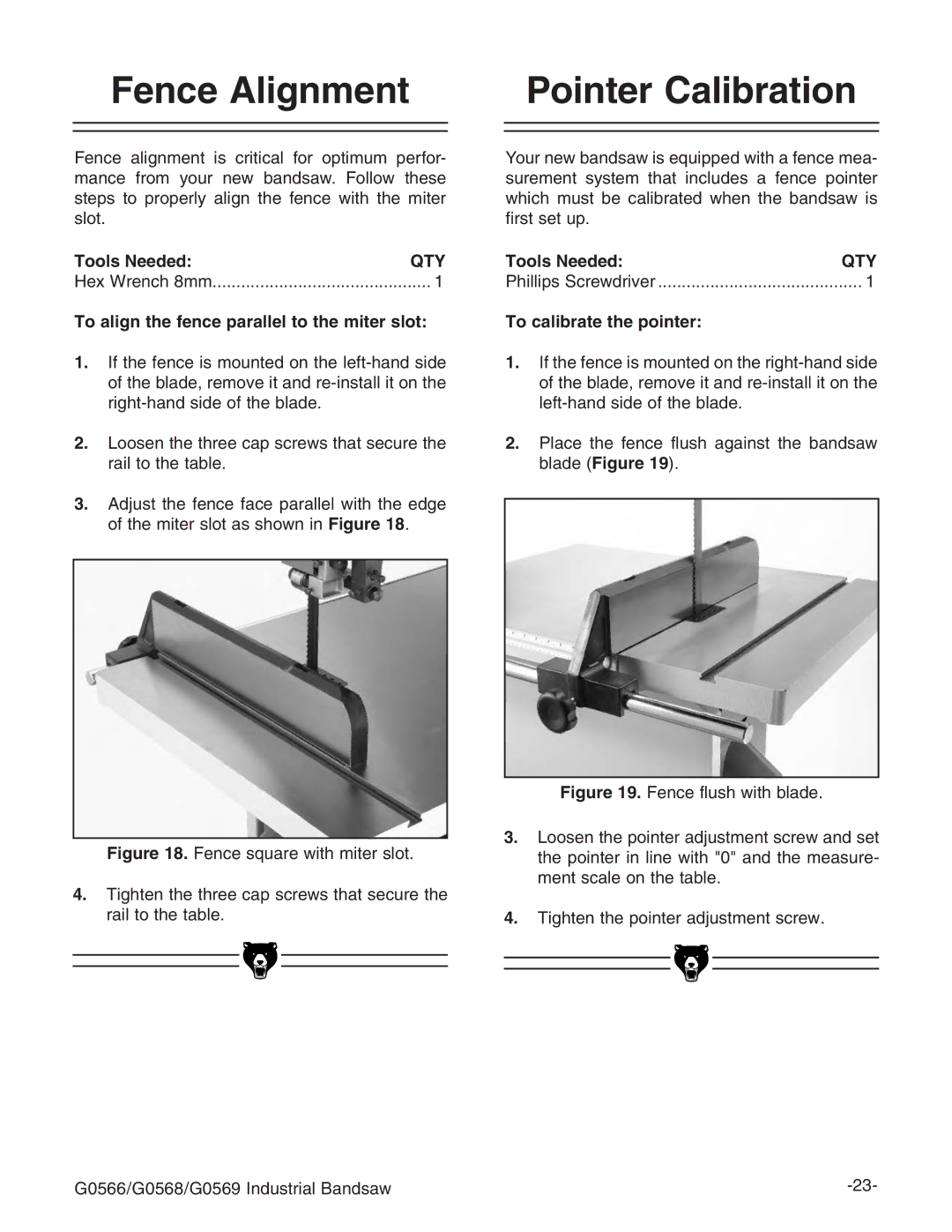 Grizzly G0531 manual 4O CALIBRATEBTHEHPOINTER, Igure ZcXZajhliWaVYZ# 