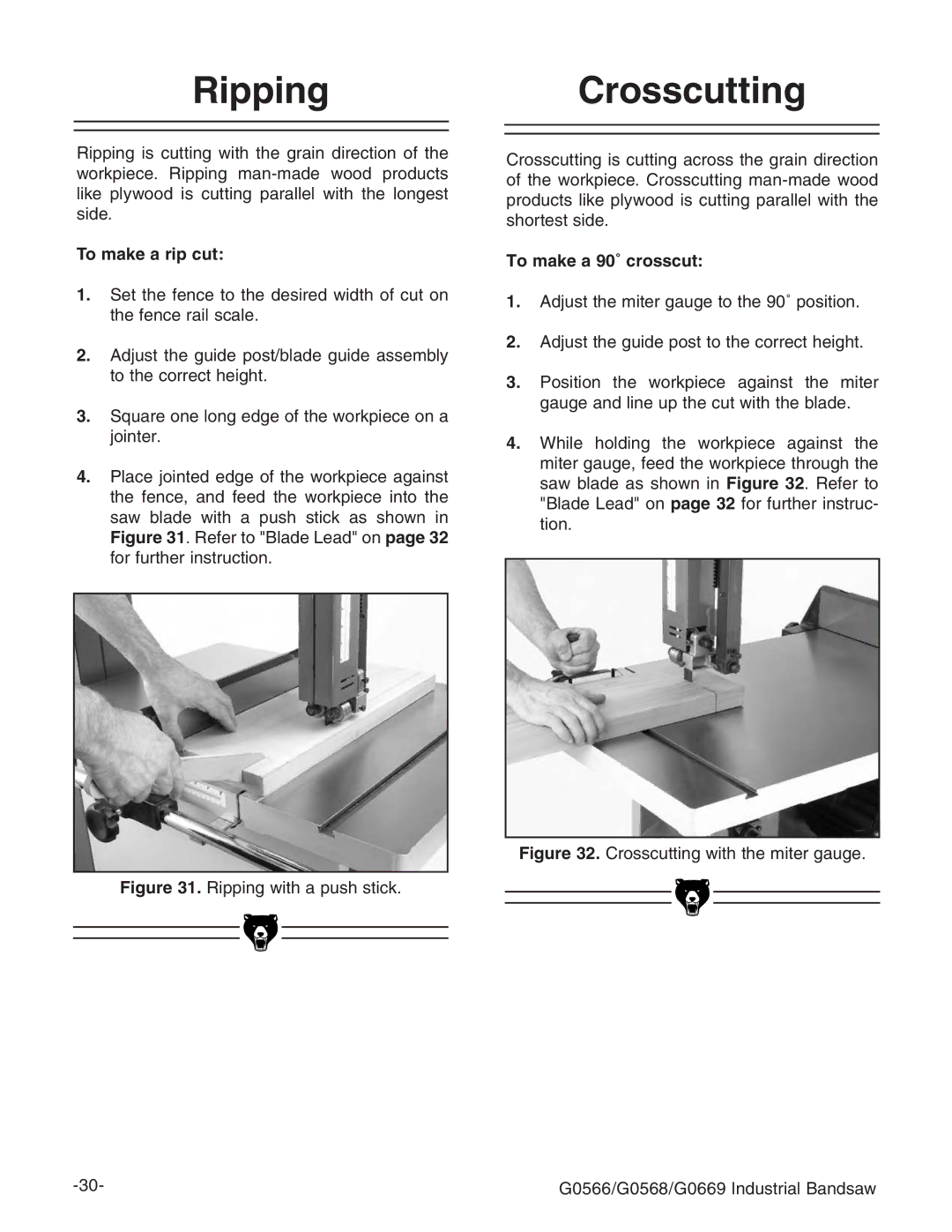 Grizzly G0531 manual 2IPPING#ROSSCUTTING, 4O MAKEEAARIPICUT, 4O Make AAƒCROSSCUT 